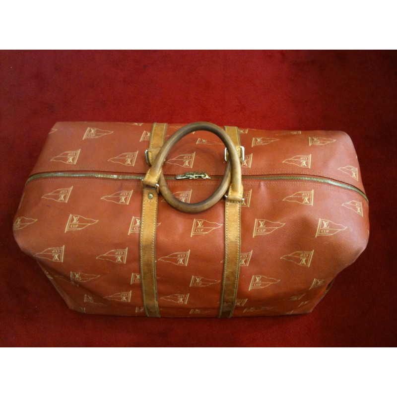 Sac de voyage Louis Vuitton Americas Cup en toile damier jaune et