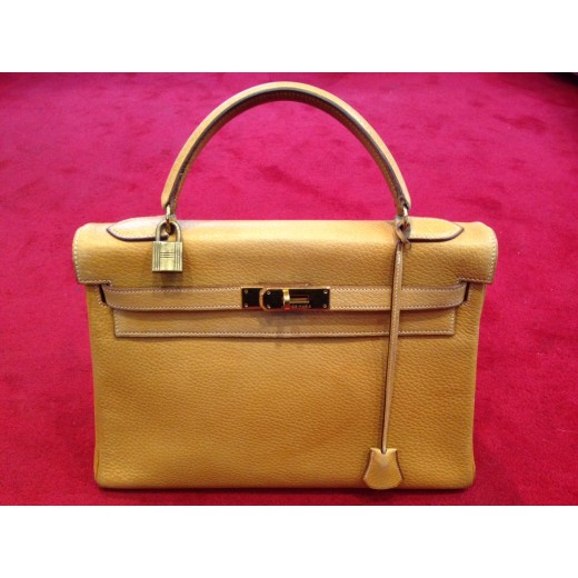 Sac Hermès Kelly 32 cm cuir gold