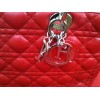 Sac Dior Lady Dior en agneau rouge