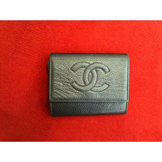 Porte-monnaie Chanel en cuir noir