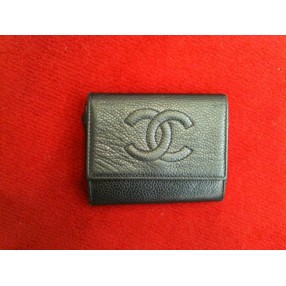 Porte-monnaie Chanel en cuir noir