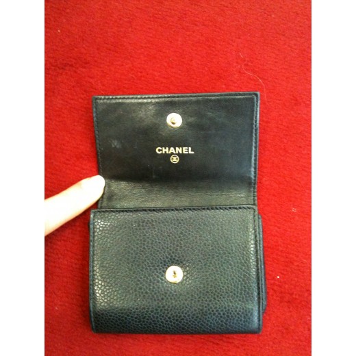 cuir porte chequier chanel