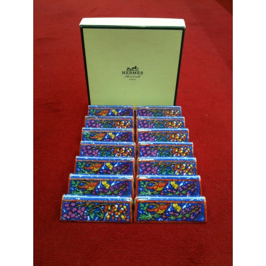 14 Porte-noms Hermès "Marqueterie" de Pierres d'Orient et d'Occident