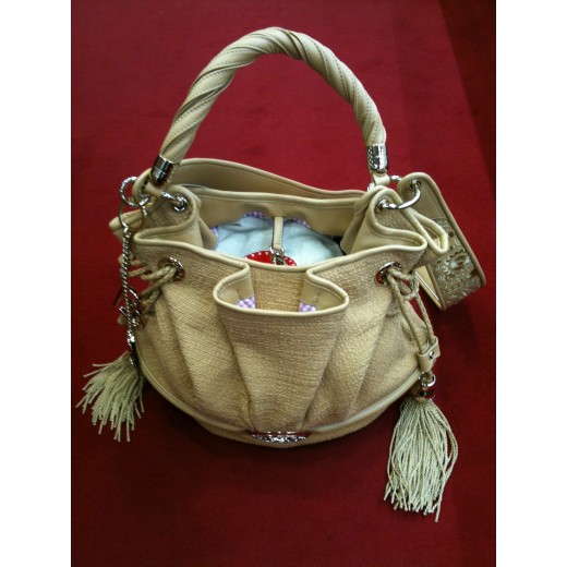 Sac Lancel Brigitte Bardot en tissu et cuir camel