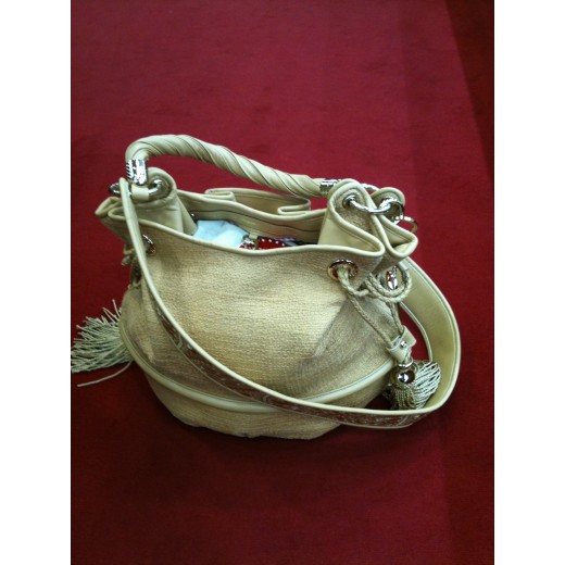 Sac Lancel Brigitte Bardot en tissu et cuir camel