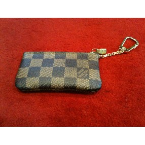Pochette cles Louis Vuitton en toile damier ebene