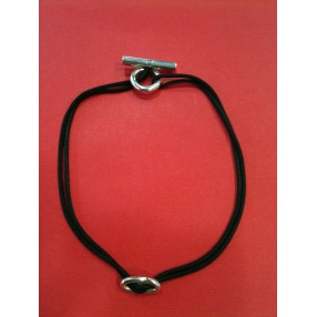 Collier Hermès Skipper en argent sur cordon noir