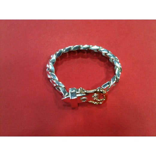 Bracelet Hermès Boucle Sellier en or et argent