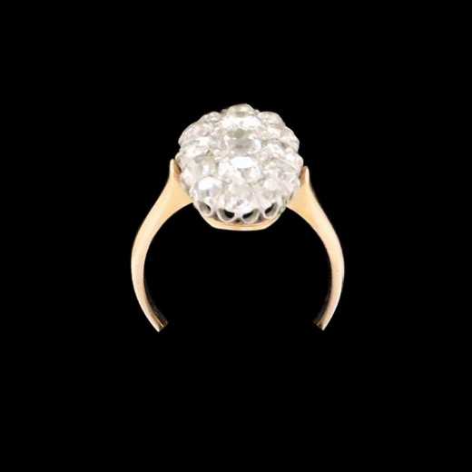 Bague marquise ancienne 2 ors et diamants