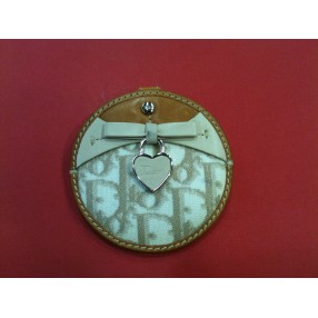 Miroir de poche Dior en cuir et toile enduite Logo camel