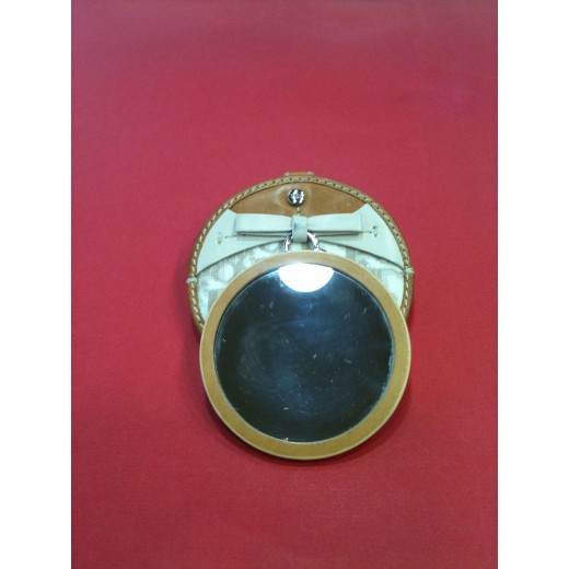 Miroir de poche Dior en cuir et toile enduite Logo camel