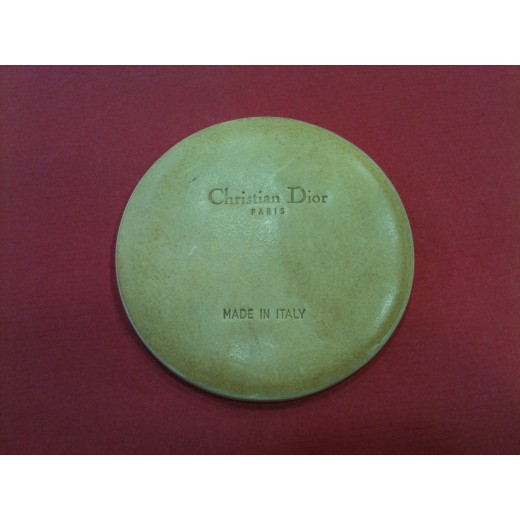 Miroir de poche Dior en cuir et toile enduite Logo camel
