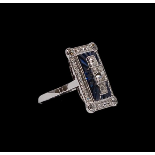 Bague 1930's Saphirs et Diamants