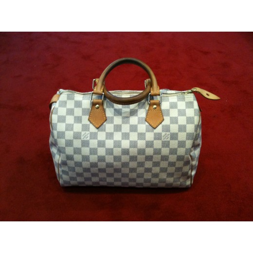 Sac Louis Vuitton Speedy 30 en toile damier azur