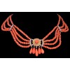 Collier ancien corail, émail et perles fines