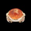 Bague Dôme Opale de feu et diamants