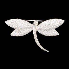 Broche Libellule en or et diamants