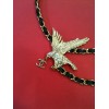 Ceinture Chanel Vintage Aigle en cuir et métal doré