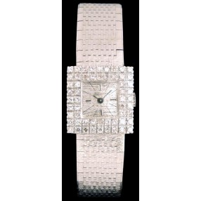 Montre bijou en or blanc et diamants