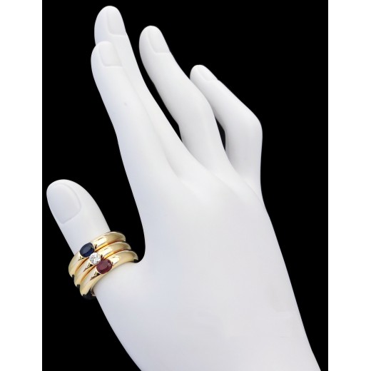 Bagues Cartier Ellipse Diamant, Rubis et Saphir