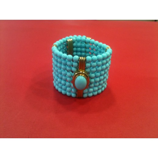 Bracelet moderne en pierres d'ornement turquoise et argent