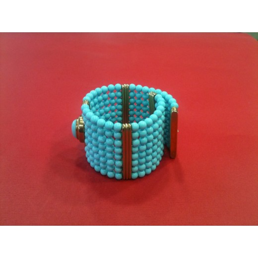 Bracelet moderne en pierres d'ornement turquoise et argent