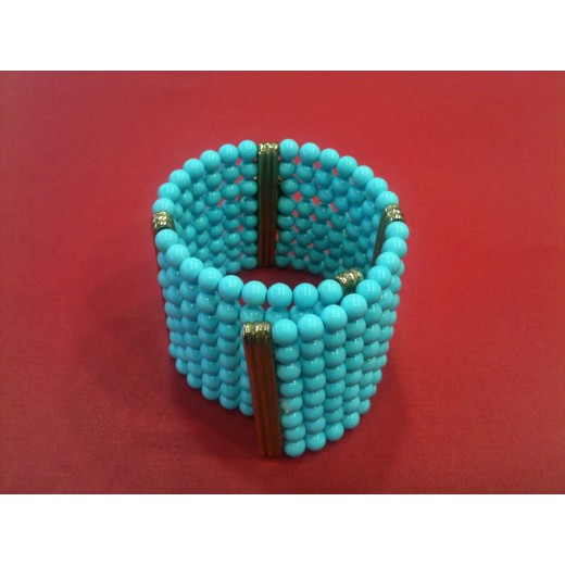 Bracelet moderne en pierres d'ornement turquoise et argent