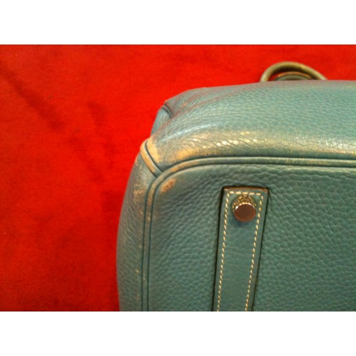 Sac Hermès Birkin 35 en cuir Taurillon Clémence bleu