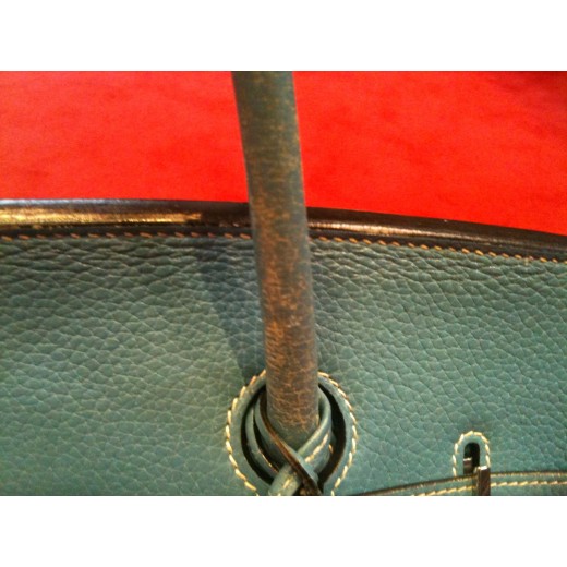 Sac Hermès Birkin 35 en cuir Taurillon Clémence bleu