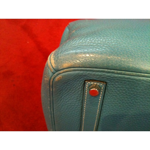 Sac Hermès Birkin 35 en cuir Taurillon Clémence bleu