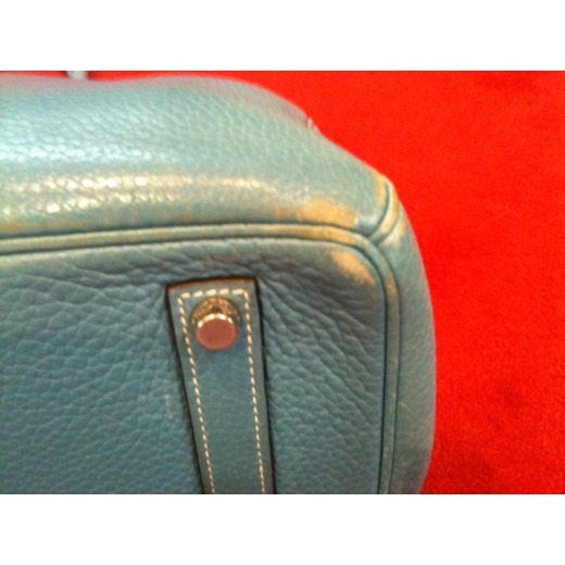 Sac Hermès Birkin 35 en cuir Taurillon Clémence bleu