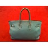 Sac Hermès Birkin 35 en cuir Taurillon Clémence bleu