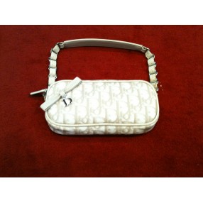 Pochette Dior en toile Logo et cuir beige