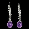 Boucles d'oreilles pendantes en or, améthystes et diamants