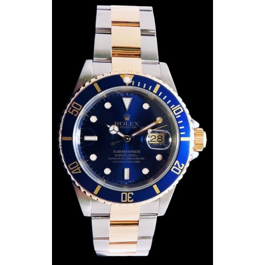 Montre Rolex Submariner Date Bleue en or et acier