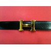 Ceinture Hermès H en cuir réversible noir/ gold