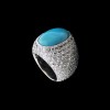 Bague dôme turquoise pavée diamants