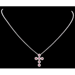 Collier croix diamants et rubis