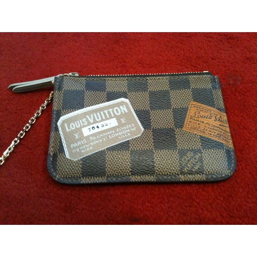 Pochette clés Louis Vuitton en toile damier ébène