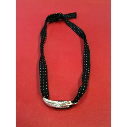 Bracelet Marc Deloche Plume argent et tissu