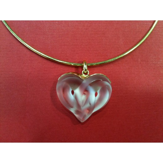 Collier Lalique en cristal et plaqué or