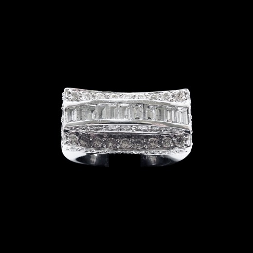 Bague diamants taille baguette et brillant