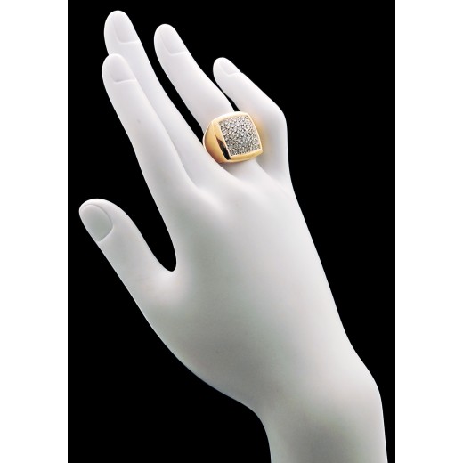 Bague carrée deux ors diamants