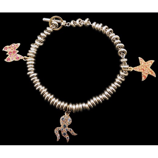 Bracelet Dodo Pomellato Charms Papillon, Poulpe et Etoile de mer