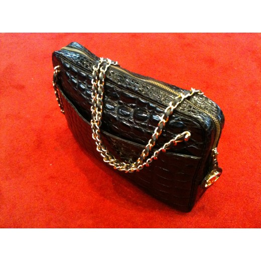 Sac Chanel Caméra en croco noir