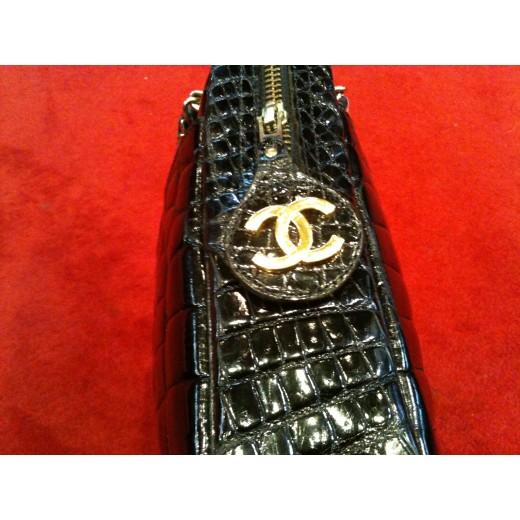 Sac Chanel Caméra en croco noir