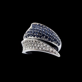 Bague pavée saphirs et diamants