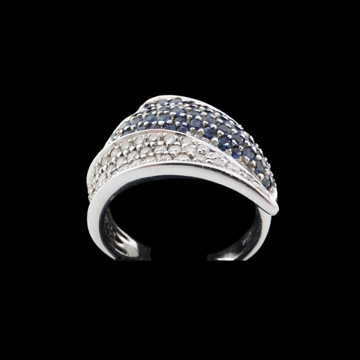 Bague pavée saphirs et diamants