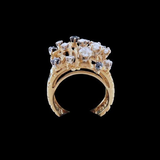 Bague tigrée saphirs diamants