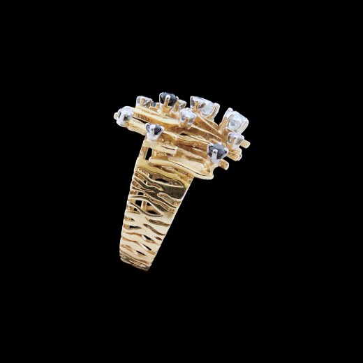 Bague tigrée saphirs diamants